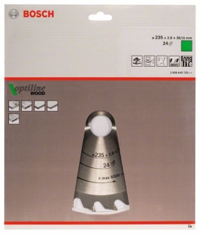 Пильный диск Optiline Wood 235 x 30/25 x 2,8 mm, 24 2608640725